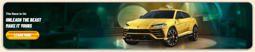 Vegasino "Päästä peto valloilleen" luksus-SUV-mainosbanneri